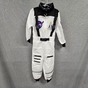 NASA Astronaut Flight Suit Costume Kids Small White Space Jumpsuit Halloween